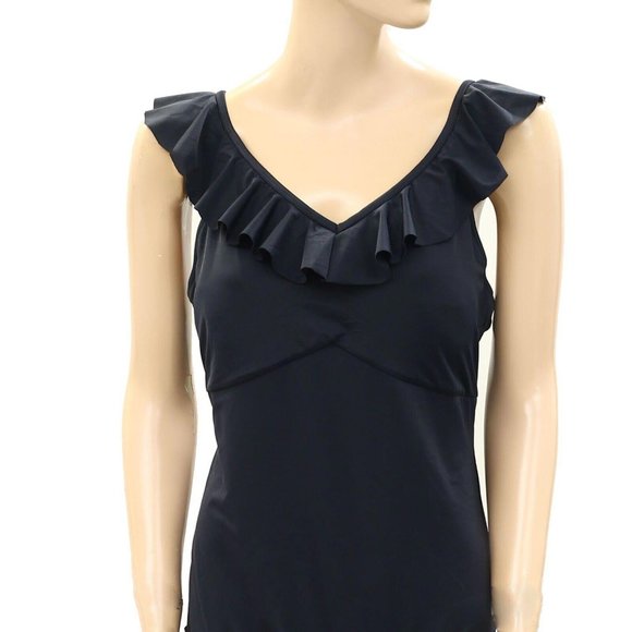 Cabana Life Essentials One-Piece Black Ruffle Bodysuit Top Solid XL NWT - Picture 2 of 5